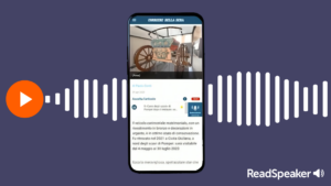 A smartphone showing the Corriere della Sera newspaper and the ReadSpeaker content player.