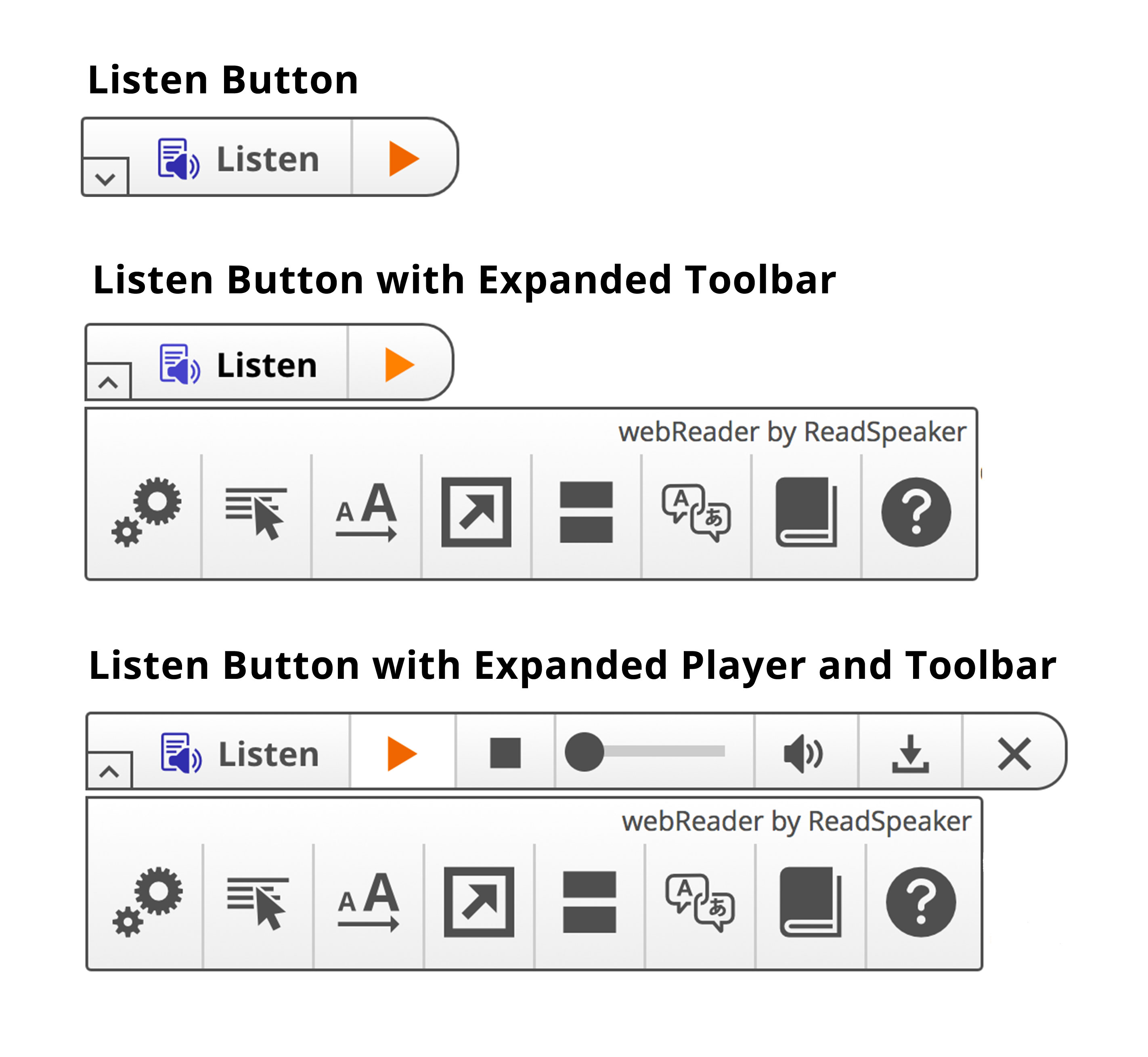 Listen button. Listener button виды.